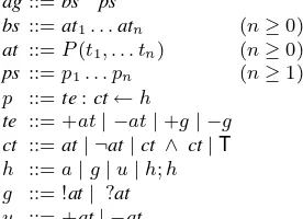 Fig. 1. Syntax of AgentSpeak.