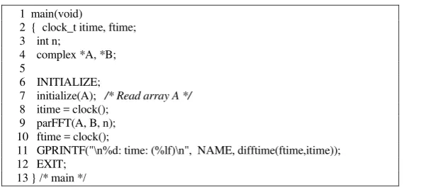 Figure 2. The main() function for the code in Figure 1. Notice the same code    for all  the processors