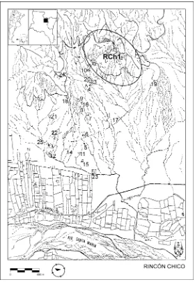 Figura 1. Localidad arqueológica de Rincón Chico. Distribución de sitios