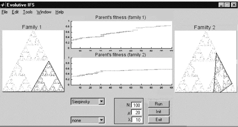 Figure 4: View of the IFS Evolutive Matlab window after running two independent ESs.