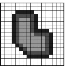 Figura 1: Objeto en una imagen, el borde interno(gris claro) y el externo (gris oscuro).