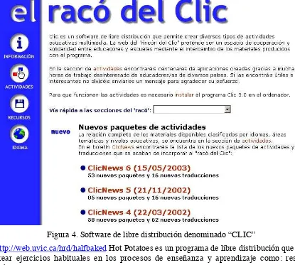 Figura 4. Software de libre distribución denominado “CLIC”