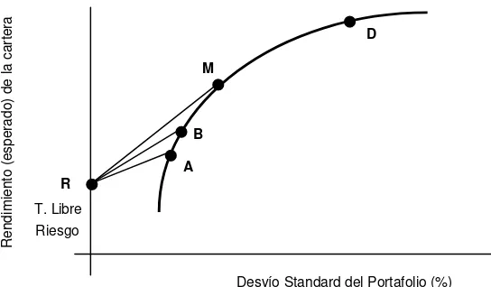 Figura 10:  Elección de carteras óptimas introduciendo la tasa libre de riesgo.