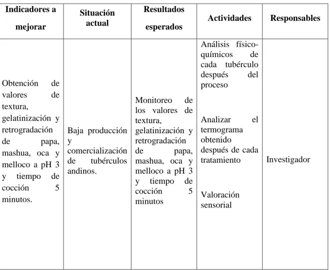 Tabla N°5: Previsión de la evaluación 