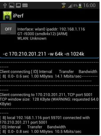 Figura 4-4: Iperf para Android 