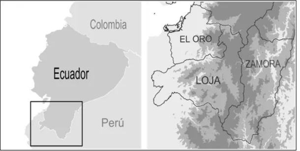 Figura 4: Mapa del Ecuador y de la zona de estudio.  