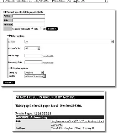 Cuadro 3.3: Ejemplo de inspección de consistencia: uso in-coherente del término Group y Archive