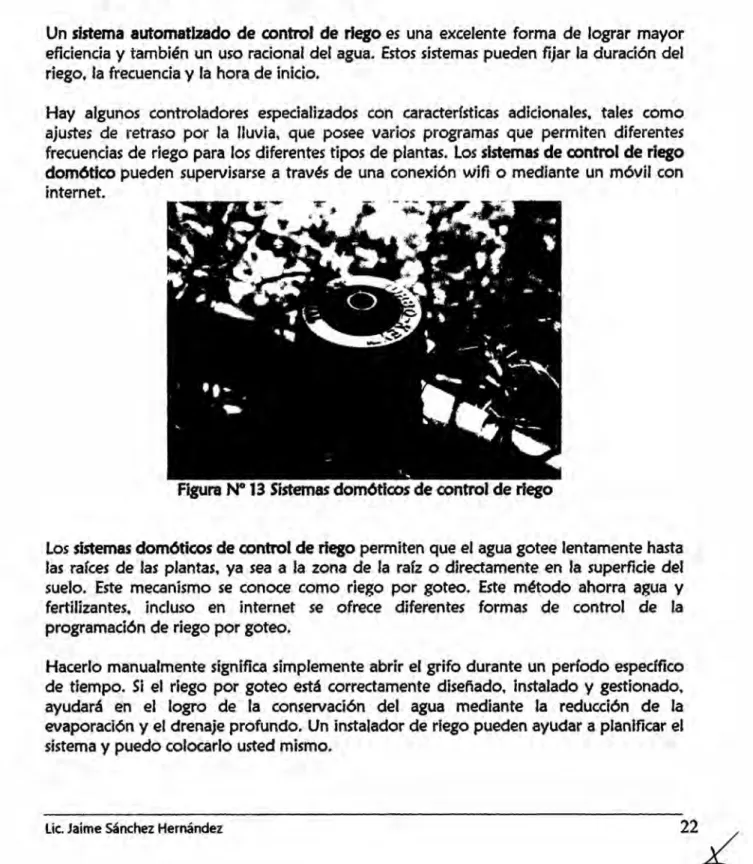 Figura N° 13 Sistemas domético de control de riego
