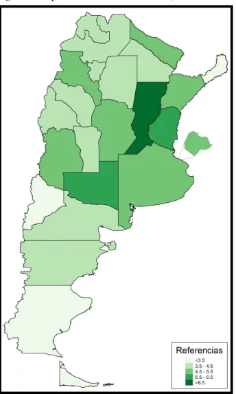 Figura 3.2: Mapa de tasa de mortalidad de ACV (cada 10 000 habitantes) 