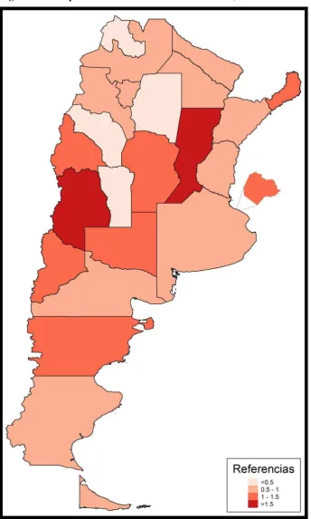 Figura 3.4: Mapa de tasa de mortalidad de EPOC (cada 10 000 habitantes) 