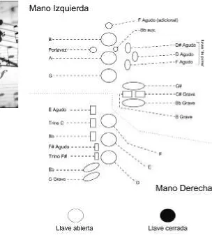 Figura 25. Esquema de digitación de un saxo .