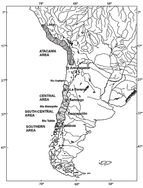 Fig. 6. Áreas de endemismo de la provincia Chilena. Modificada de Dyer (2000).