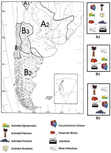 Figura 4.  Factores de presión antrópica sobre las provincias ictiogeográficas. 