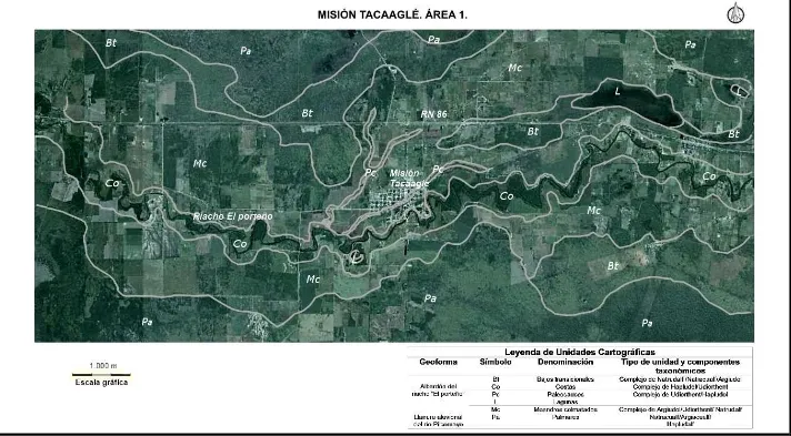 Figura 5. Zonificación edáfica del área 1, Misión Tacaaglé. 