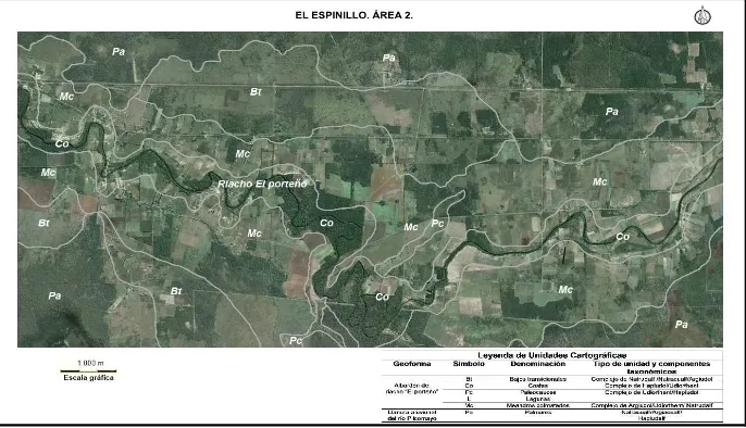 Figura 6. Zonificación edáfica del área 2, El Espinillo. 