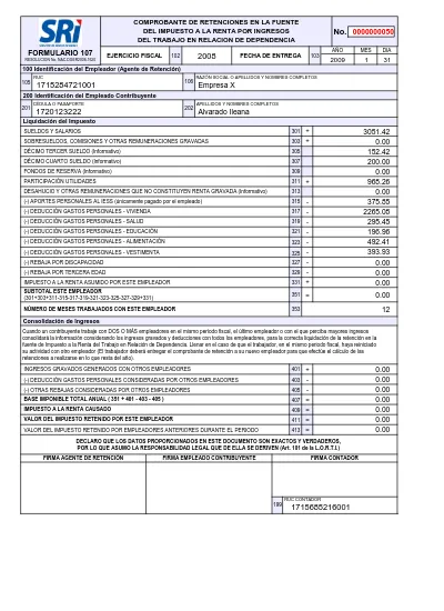 COMPROBANTE DE RETENCIONES EN LA FUENTE DEL IMPUESTO A LA RENTA POR ...