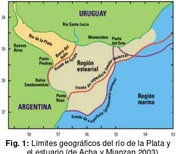 Fig. 1: Límites geográficos del río de la Plata y    