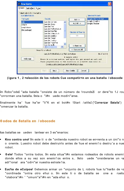 Figura 39 – Selección de los robots que competirán en una batalla Robocode 