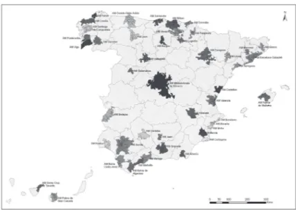 Figura 1. Las áreas metropolitanas españolas.
