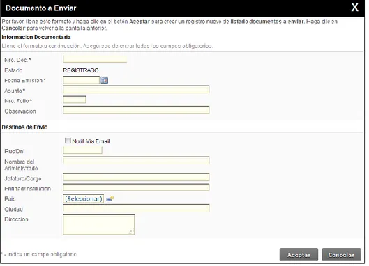 Figura 3.14: Prototipo “Registro de Documento a Enviar” 