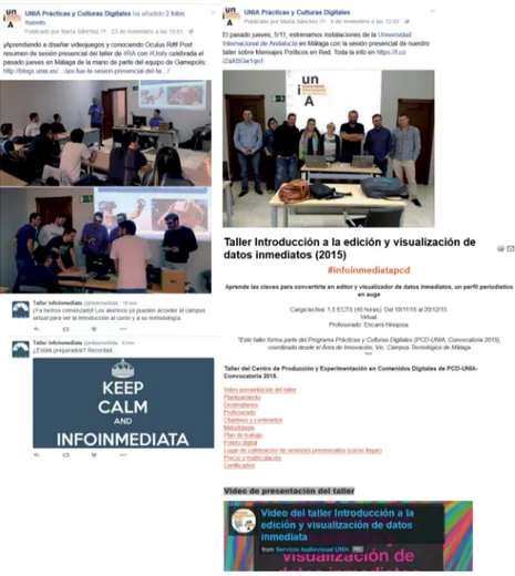 Figura 6. Detalle de tweets sobre talleres de PCD-UNIA 2015.