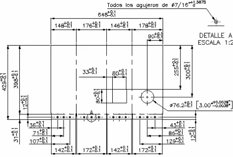 Figura 4.11.11.2.- desarrollo de la cabina con tolerancias en mm.   