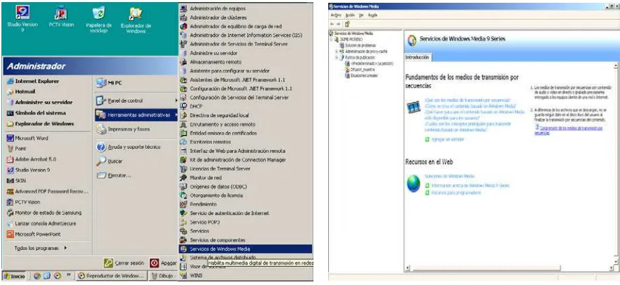 Figura 3.16.- Ambiente de los Servicios de Windows Media 