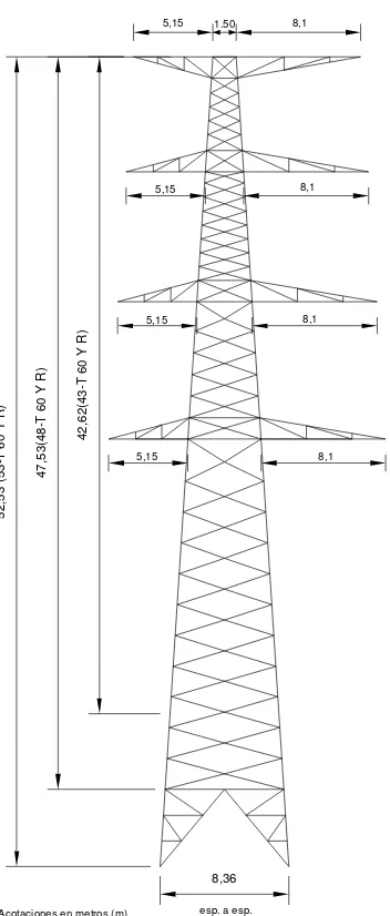 Figura 1.2  Torre modelo T-60 para 400 kV 