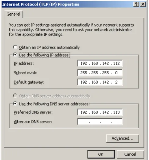Fig. 6. Configuración de IP (NAT) del servidor IAS - RADIUS.   