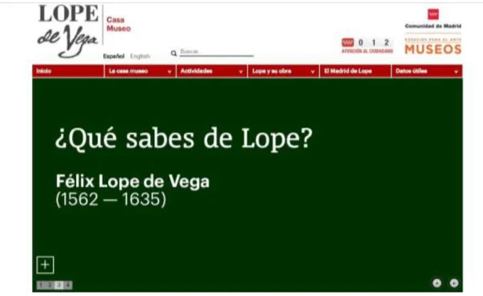 Figura 4. Web de la Casa Museo Lope de Vega. Programa de actividades 