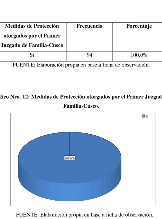 Gráfico Nro. 12: Medidas de Protección otorgados por el Primer Juzgado de  Familia-Cusco