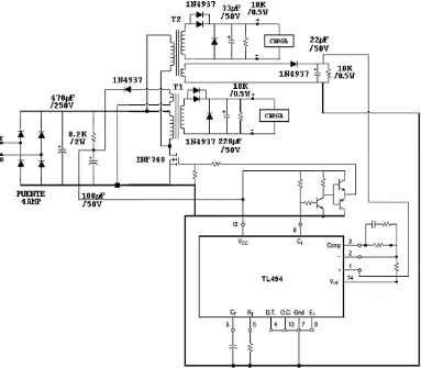 Fig. 2.10. Diagrama eléctrico de la fuente de poder conmutada retroalimentada por voltaje