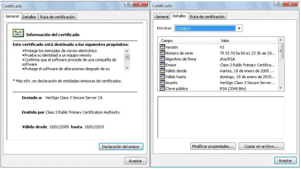 Fig. 2.6 Certificado Digital de Internet Explorer. 