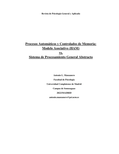 Procesos Automáticos Y Controlados De Memoria: Modelo Asociativo (HAM ...