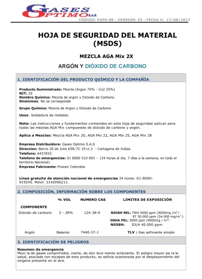 HOJA DE SEGURIDAD DEL MATERIAL (MSDS)