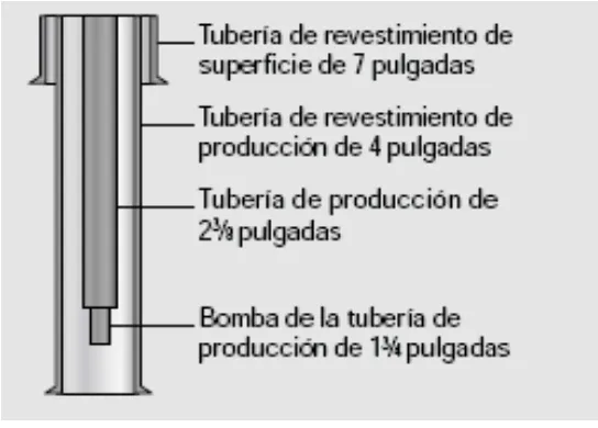 Figura 1.1 Distribución del “Tubing” o Tubería de Producción. 