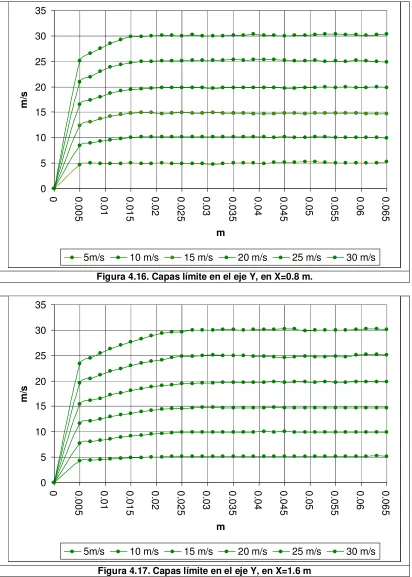 Figura 4.16. Capas límite en el eje Y, en X=0.8 m. 