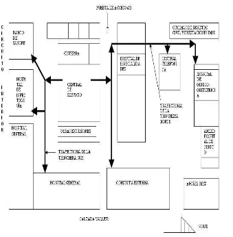 Figura 1.12. Trayectoria de las trincheras de la central de servicios 