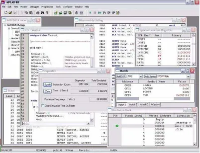 Figura 12.- Pantalla del MPLAB-IDE de Microchip. 