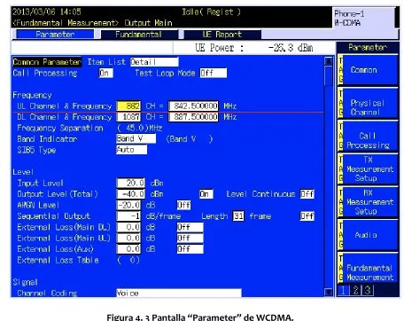 Figura 4. 3 Pantalla �Parameter� de WCDMA. 