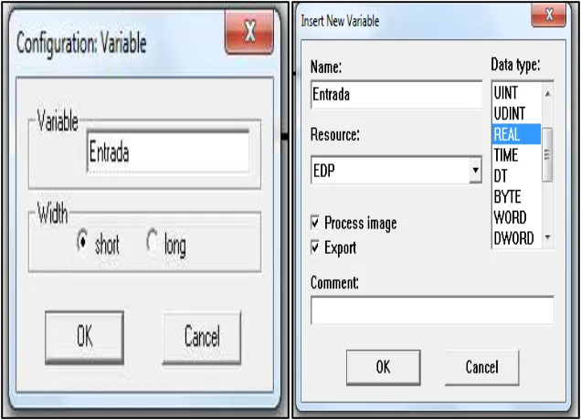 Figura 3.27 Ventana de configuración de variables.