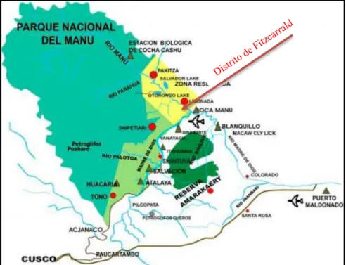 Figura 04: Mapa de ubicación del Distrito de Fitzcarrald o poblado de Boca Manu