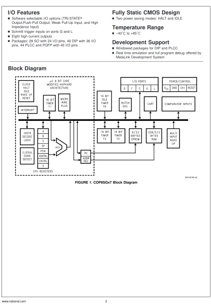 FIGURE 1. COP8SGx7 Block Diagram