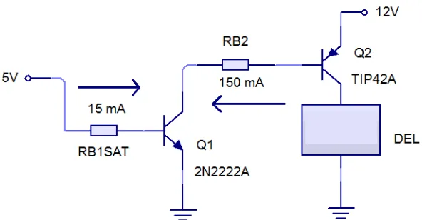 Figura 4.9 Diagrama de polariación de los transistores del DEL