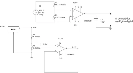 Figura 3.2 Diagrama eléctrico de la etapa de adecuación de la señal de voltaje de entrada