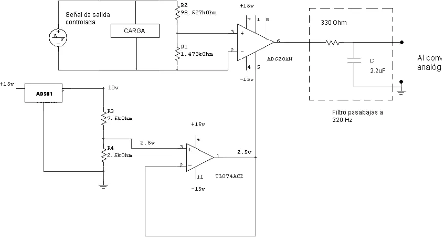 Figura 3.4 Diagrama eléctrico de la etapa de adecuación de la señal de voltaje de salida