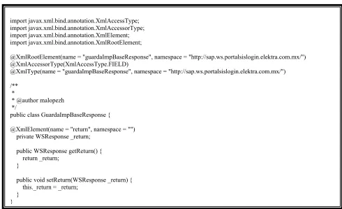 Cuadro 2.2  Codificación de web service para recibo de orden de compra.