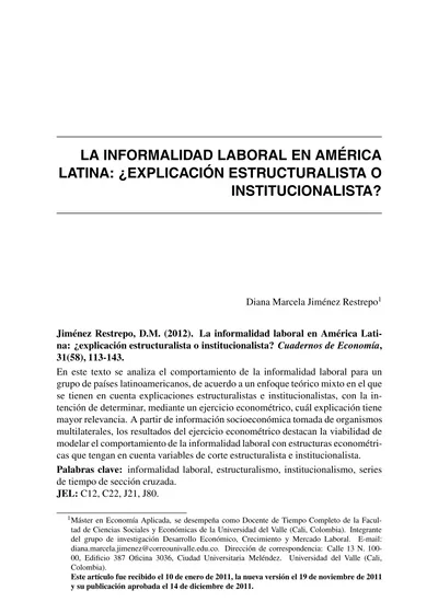 La Informalidad Laboral En AmÉrica Latina ExplicaciÓn Estructuralista O Institucionalista 7265