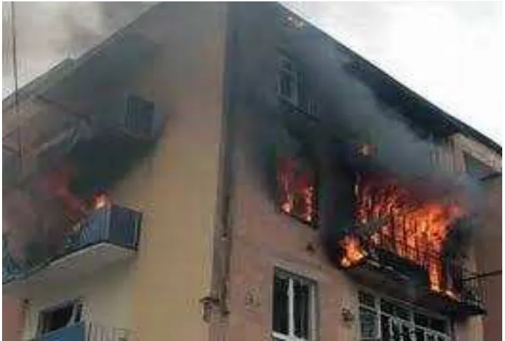 FIGURA -1.1  Incendio provocado por una descarga directa. 