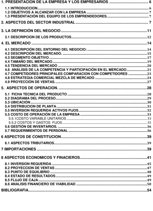TABLA DE CONTENIDO 